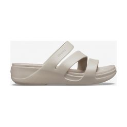 Crocs Monterey Strappy Wedge Crocs Biały. Białe klapki damskie Crocs, w paski, z materiału, bez obcasa. Za 233,95 zł.