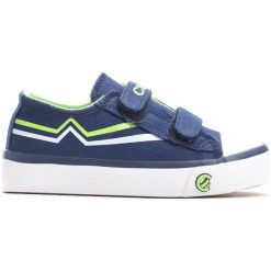 Niebiesko-Zielone Trampki Happily. Niebieskie buty sportowe chłopięce marki Born2be, z materiału, z okrągłym noskiem. Za 59,99 zł.