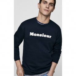 Mango Man - Bluza Silvesc. Czarne bejsbolówki męskie Mango Man, l, z aplikacjami, z bawełny, bez kaptura. Za 119,90 zł.