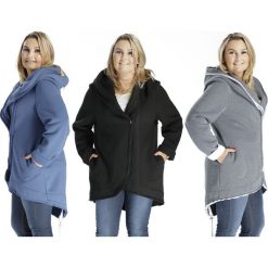 Casualowa bluza kurtka dresowa z kapturem PLUS SIZE NOWOŚĆ. Czarne bluzy damskie Moda Size Plus Iwanek, na jesień, plus size, bez wzorów, z bawełny, z długim rękawem, długie, z kapturem. Za 159,00 zł.