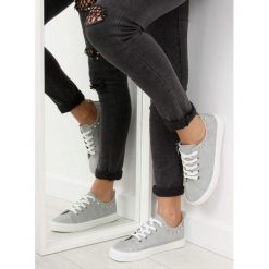 Szare trampki z cyrkoniami ENVI. Szare buty sportowe damskie FunKee.pl, bez wzorów, z tkaniny, klasyczne. Za 93,99 zł.