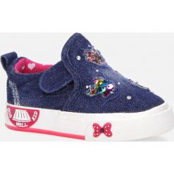 Granatowe trampki z cekinami na rzepy casu 20o28/m. Trampki dziewczęce Casu, bez wzorów, na rzepy. Za 39,99 zł.