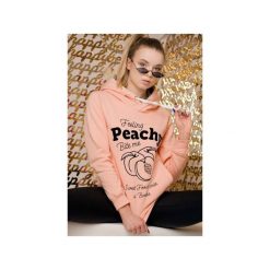 Brzoskwiniowa Bluza Feeling Peachy. Pomarańczowe bluzy damskie marki ŁAP NAS, xl, z nadrukiem, z bawełny, bez rękawów. Za 159,00 zł.