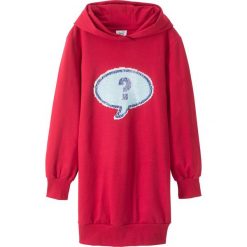 Sukienka dziewczęca dresowa z dwustronnymi cekinami WOW bonprix ciemnoczerwony. Czerwone sukienki dziewczęce bonprix, z aplikacjami, z dresówki, bez rękawów. Za 59,99 zł.