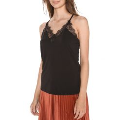 Vero Moda Milla Podkoszulek Czarny. Czarne podkoszulki damskie Vero Moda, xs, w koronkowe wzory, z materiału, bez kołnierzyka. Za 111,95 zł.