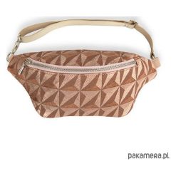 Nerka saszetka na pas -złoto, brąz i geometria. Żółte nerki damskie Pakamera, w paski, ze skóry, bez dodatków. Za 299,00 zł.