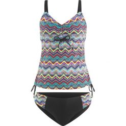 Tankini na fiszbinach (2 części) bonprix turkusowy z nadrukiem. Niebieskie bikini bonprix, z nadrukiem. Za 79,99 zł.
