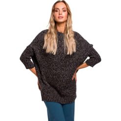 Grafitowy Melanżowy Oversizowy Sweter z Półgolfem. Szare swetry męskie Moe, s, bez wzorów, z wełny, z asymetrycznym kołnierzem, bez kaptura. Za 151,90 zł.