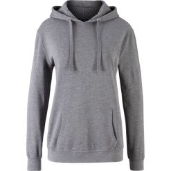 Bluza z kapturem basic bonprix szary melanż. Szare bluzy damskie bonprix, bez wzorów, bez rękawów, z kapturem. Za 64,99 zł.