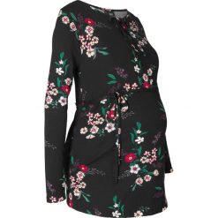 Shirt ciążowy w kwiaty bonprix czarny w kwiaty. Czarne bluzki ciążowe bonprix, w paski, z wiskozy, bez kołnierzyka, bez rękawów. Za 74,99 zł.