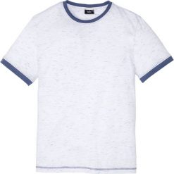 T-shirt melanżowy bonprix biało-indygo melanż. Białe koszulki męskie bonprix, xl, bez wzorów, z kontrastowym kołnierzykiem, bez rękawów. Za 42,99 zł.