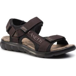 Sandały LANETTI - MS19475-16 Brown. Pomarańczowe klapki męskie Lanetti, z materiału. Za 99,99 zł.