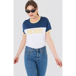 T-shirty damskie: Colourful Rebel Luźny t-shirt Oh Boy – White,Navy