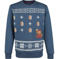 Swetry klasyczne męskie: Super Mario Mario Christmas Sweater Sweter niebieski