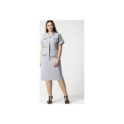 Sukienka w militarnym stylu. Szare sukienki damskie marki Bird, moro, militarne, bez kołnierzyka, bez rękawów. Za 498,00 zł.