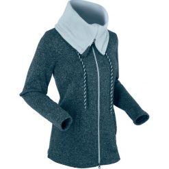 Bluzy damskie: Bluza rozpinana z polaru, długi rękaw bonprix ciemnoniebieski melanż