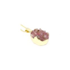 Colare Agat Druza Truskawkowa Złoto. Różowe naszyjniki damskie Brazi druse jewelry, z agatem, srebrne. Za 170,00 zł.