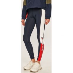 Tommy Sport - Legginsy. Niebieskie spodnie damskie Tommy Sport, s, z nadrukiem, z elastanu. Za 279,90 zł.