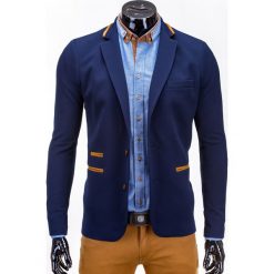 MARYNARKA MĘSKA CASUAL M10 - GRANATOWA. Pomarańczowe marynarki męskie wizytowe marki Ombre Clothing, s, z poliesteru. Za 115,00 zł.