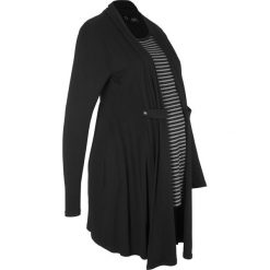 Shirt ciążowy 2 w 1 bonprix czarno-szary melanż. Czarne koszulki damskie bonprix, bez wzorów, z materiału, bez kołnierzyka. Za 99,99 zł.