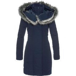 Płaszcz ze sztucznym futerkiem bonprix ciemnoniebieski. Niebieskie płaszcze damskie z futerkiem bonprix. Za 239,99 zł.