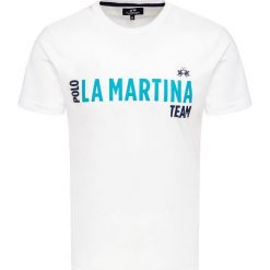 T-shirt LA MARTINA. Białe t-shirty męskie La Martina, z nadrukiem, z bawełny, klasyczne, z klasycznym kołnierzykiem, krótkie. Za 220,00 zł.