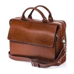 Skórzana torba męska na ramię, torba na laptop SOLIER brązowy vintage - Brązowy Vintage. Pomarańczowe torby męskie skórzane Solier, ze skóry, vintage. Za 599,99 zł.