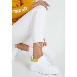 Biało-Żółte Sneakersy Amiee. Białe sneakersy damskie Renee. Za 89,99 zł.