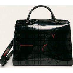Desigual - Torebka. Czarne torby damskie na zakupy Desigual, w paski, ze skóry ekologicznej, na ramię, bez dodatków. W wyprzedaży za 249,90 zł.