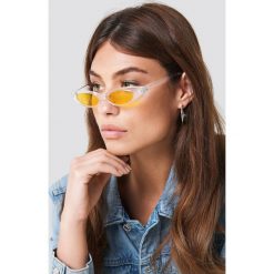 NA-KD Accessories Wąskie okulary przeciwsłoneczne kocie oczy - White,Yellow. Żółte okulary przeciwsłoneczne damskie marki NA-KD Accessories. W wyprzedaży za 36,47 zł.