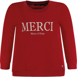 Bluza w kolorze czerwonym. Białe bluzy dziewczęce z nadrukiem marki Marc O'Polo Junior, z okrągłym kołnierzem, z długim rękawem. W wyprzedaży za 82,95 zł.