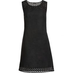 Sukienka lniana bonprix czarny. Czarne sukienki damskie bonprix, na lato, w koronkowe wzory, z koronki, bez kołnierzyka, bez rękawów. Za 119,99 zł.