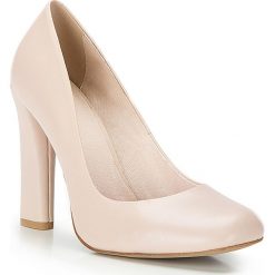 Buty damskie. Czarne czółenka damskie Wittchen, bez wzorów, ze skóry, na wysokim obcasie. W wyprzedaży za 349,90 zł.