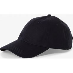 Lacoste - Damska czapka z daszkiem z dodatkiem skóry, niebieski. Niebieskie czapki damskie Lacoste, w paski, ze skóry. Za 229,95 zł.