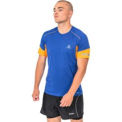 Salomon Koszulka męska Agile Tee Surf The Web niebiesko-pomarańczowa r. XL (393865). Brązowe t-shirty męskie marki Salomon, m. Za 90,23 zł.