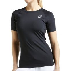 Asics Baselayer SS Top 153418-0904. Czarne topy damskie Asics, l, bez wzorów, z elastanu, bez kołnierzyka. W wyprzedaży za 89,99 zł.