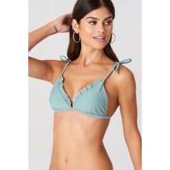 Stroje dwuczęściowe damskie: J&K Swim X NA-KD Góra bikini Triangle Frill - Turquoise