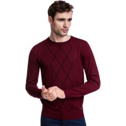 Sweter PIETRO SWAR000328. Czerwone swetry męskie Giacomo Conti, na zimę, m, bez wzorów, z wełny, eleganckie, z okrągłym kołnierzem, bez kaptura. Za 229,00 zł.