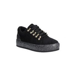 Buty Casu Creepersy z brokatem 2096. Czarne półbuty damskie Casu, bez wzorów, bez zapięcia. Za 59,99 zł.