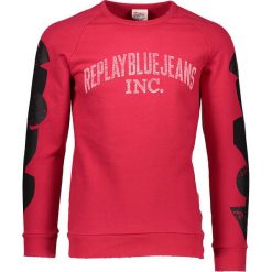 Bluza w kolorze czerwonym. Czerwone bluzy męskie Replay, xxl, z nadrukiem, z bawełny, z okrągłym kołnierzem, bez rękawów, bez kaptura. W wyprzedaży za 175,95 zł.