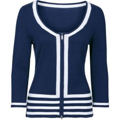 Sweter rozpinany bonprix ciemnoniebiesko-biały. Niebieskie kardigany damskie bonprix. Za 34,99 zł.