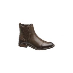 Ciemnobrązowe botki damskie 5th Avenue typu sztyblety. Pomarańczowe botki damskie ze skóry, bez obcasa, na obcasie, bez zapięcia. Za 219,90 zł.