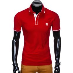 KOSZULKA MĘSKA POLO BEZ NADRUKU S920 - CZERWONA. Czerwone koszulki polo męskie marki Ombre Clothing, s, z nadrukiem. Za 49,00 zł.
