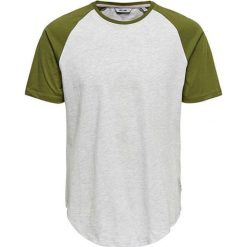 ONLY&SONS Koszulka męska Logan Raglan Long y Tee White Melange (rozmiar M). Białe koszulki męskie Only&Sons, m, bez wzorów, z kontrastowym kołnierzykiem, bez rękawów. W wyprzedaży za 34,00 zł.
