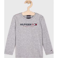 Tommy Hilfiger - Longsleeve dziecięcy 104-176 cm. Szare t-shirty chłopięce TOMMY HILFIGER, z nadrukiem, z bawełny, z długim rękawem. W wyprzedaży za 89,90 zł.