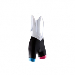 Spodenki na rower na szelkach 900 TEAM damskie. Czarne szorty damskie B'TWIN, z elastanu. Za 179,99 zł.