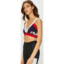 Fila - Biustonosz. Niebieskie biustonosze sportowe damskie Fila, s, z nadrukiem, z elastanu. W wyprzedaży za 99,90 zł.