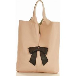 Torebka skórzana italian bag Angela MAZZINI - różowa. Czerwone shopper bag damskie MAZZINI, ze skóry, z kokardką. Za 279,00 zł.