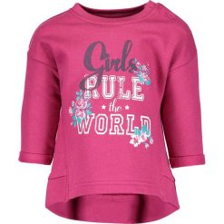 Bluza w kolorze różowym. Różowe bluzy niemowlęce BLUE SEVEN Kids, z nadrukiem, z bawełny, bez rękawów, bez kaptura. W wyprzedaży za 32,95 zł.