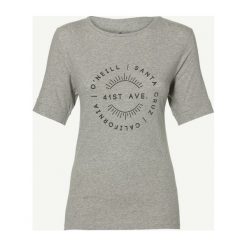 O'Neill Essentials Koszulka Szary. Szare koszulki damskie O'Neill, m, z haftami, z bawełny, bez kołnierzyka, z krótkim rękawem. Za 119,95 zł.